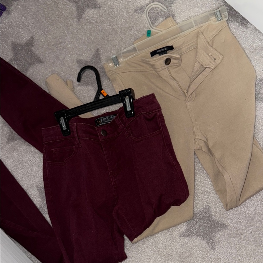 Burgundy and Beige Kids Pants Set